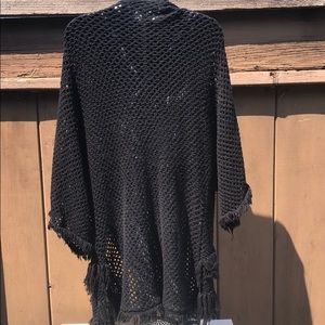Crochet black kimono